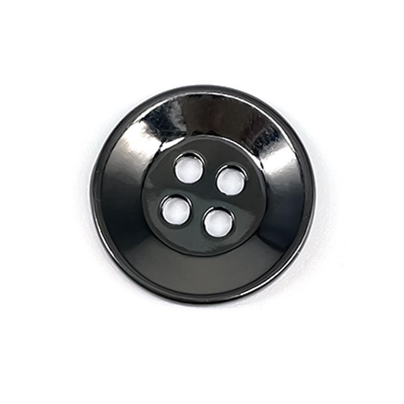 Gun black runder Metallknopf mit vier Löchern und breitem Rand, 11,5–25 mm