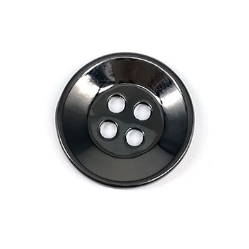 Gun black runder Metallknopf mit vier Löchern und breitem Rand, 11,5–25 mm