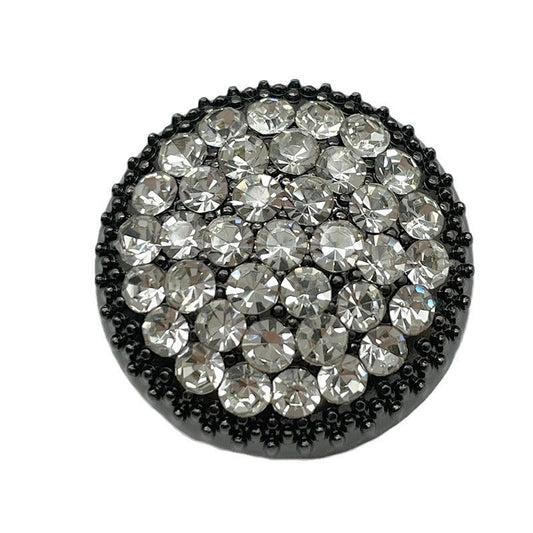 18/23/25mm Round Metal Buttons with White Black Red Crystal Rhinestones 50 Pack