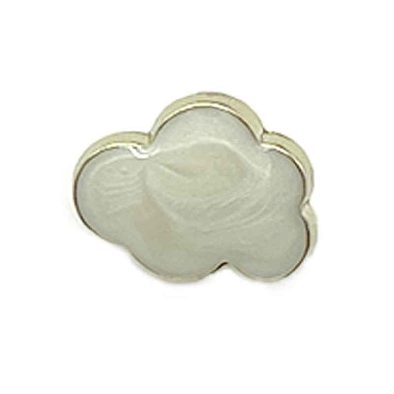 White cloud-shaped metal shank button, 12.5mm, painted finish