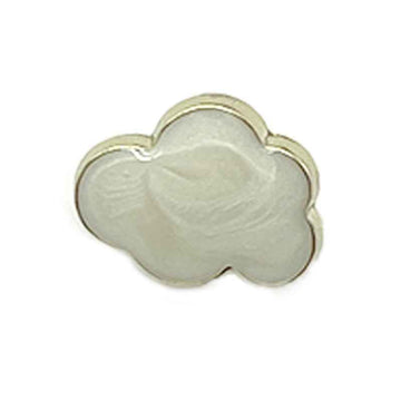 White cloud-shaped metal shank button, 12.5mm, painted finish