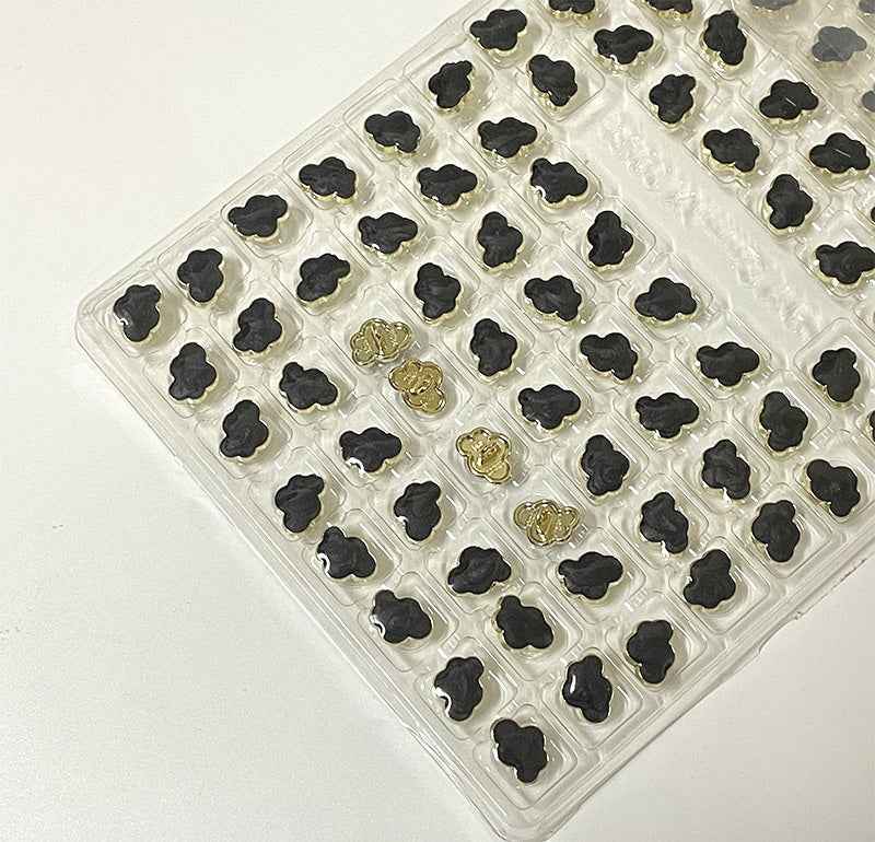 Black cloud-shaped metal shank buttons, 12.5mm, in a blister tray