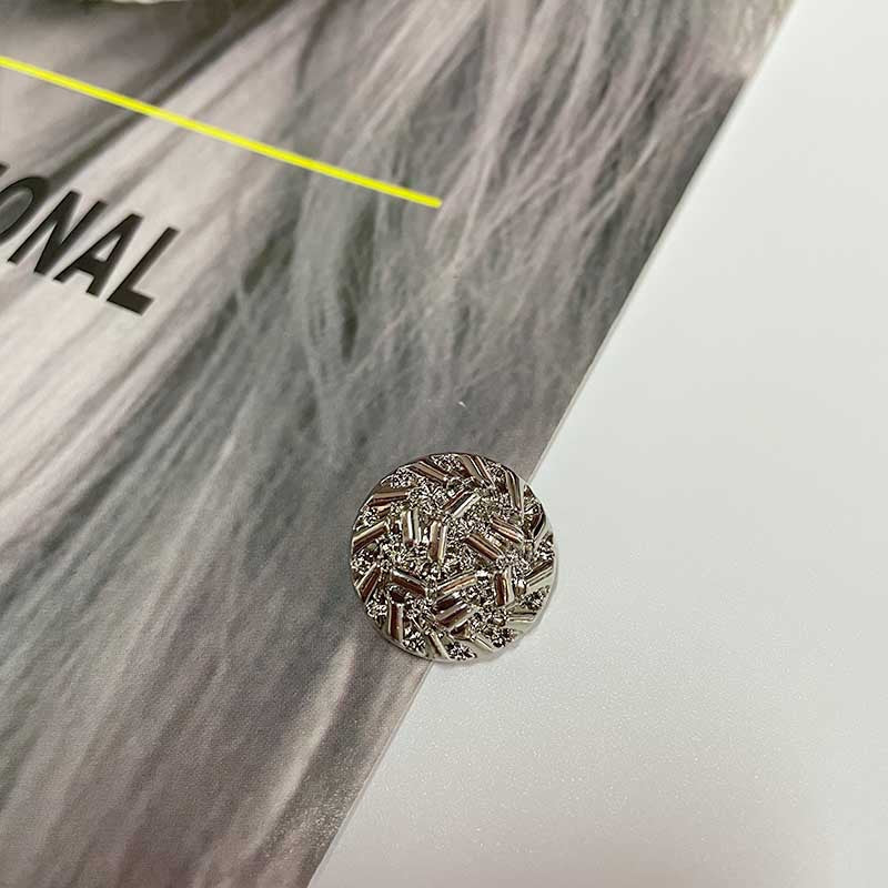 Vintage round embossed gunmetal/metal button with shank, 11.5–25mm, detailed emboss