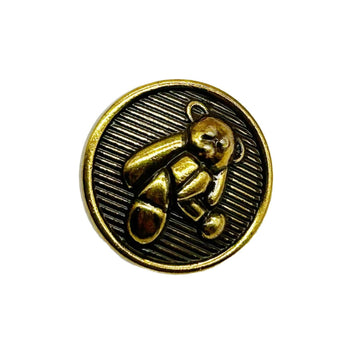 15-23mm gold teddy bear decorative metal button, shank back, round 3D design