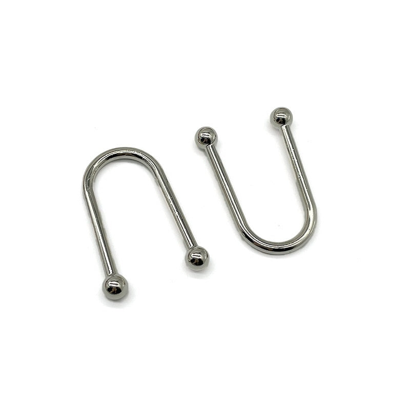 Metal U-shaped collar clasp hooks with ball ends, two-piece set