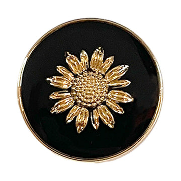 18/23/25mm Black sunflower metal shank button with gold-painted center detail
