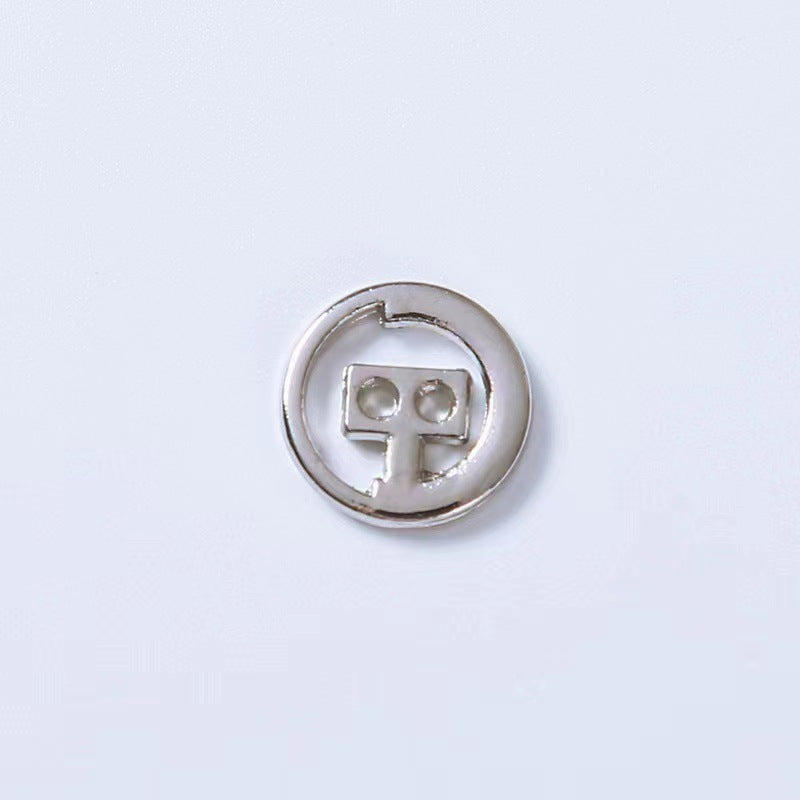 12.5/15mm hollow two-hole metal button, silver tone