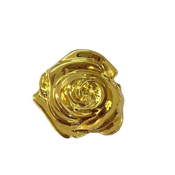Vintage 3D rose metal button, gold tone, 15/18/23mm, for hand sewing