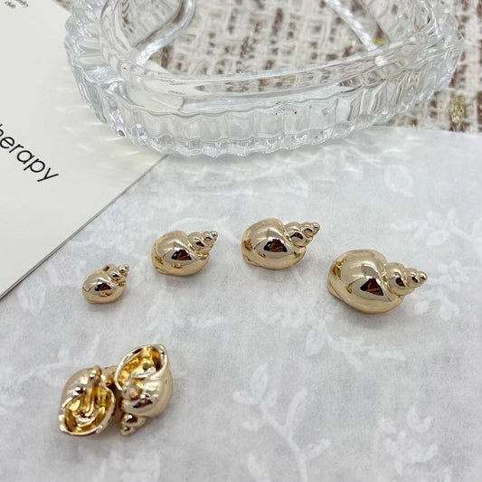 12/16/18/21mm Gold Silver 3D Glossy Conch Alloy Buttons with High Shanks 50pcs Gold