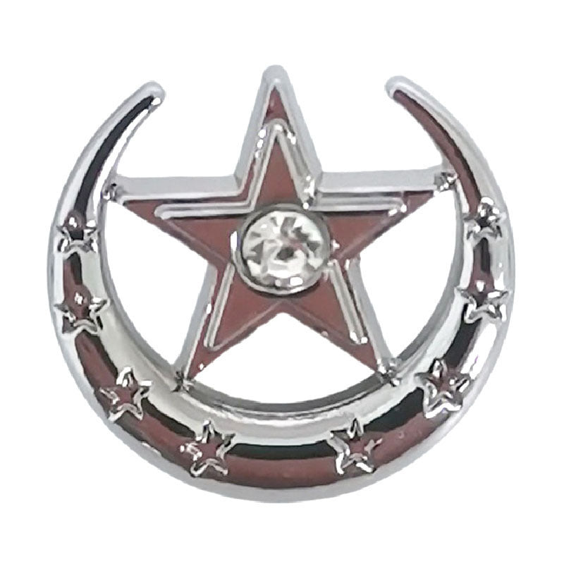 Silberne Metallknöpfe mit Hohlmond, Sternen und funkelndem Strass, 13 mm