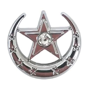 Silberne Metallknöpfe mit Hohlmond, Sternen und funkelndem Strass, 13 mm