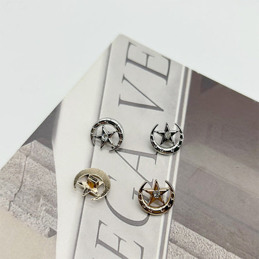 13mm Gold Silver Hollow Moon Diamond Star Metal Buttons for Knit Cardigans Shirts 20PCS