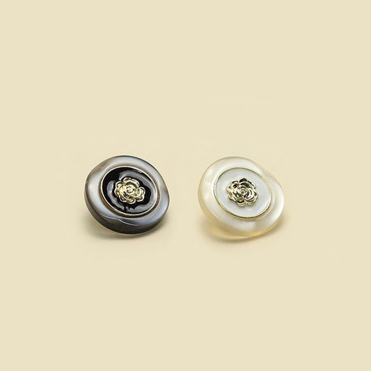 18/23mm Transparent Resin and Metal Camellia Buttons for Coat Knitwear 50pcs