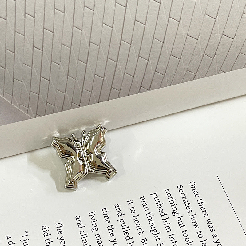 23mm butterfly metal sewing button, bright silver finish