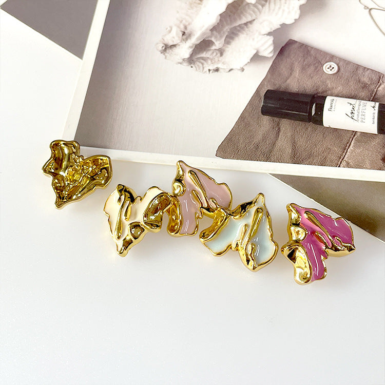 Assorted heart metal buttons for coats with shanks, 23mm, gold and pink accents