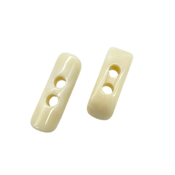 Beige long strip resin toggle buttons, 2-hole design on a single piece