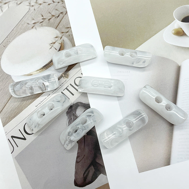 Transparent long strip resin toggle buttons, see-through with 2-hole layout