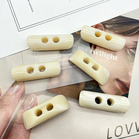 40mm Long Strip Beige Brown and Transparent Resin Toggle Buttons 100pcs Beige