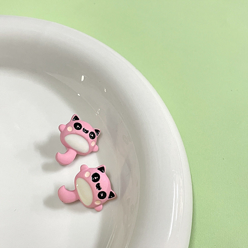 Pink cartoon Totoro metal buttons, 16x18mm, two shown.