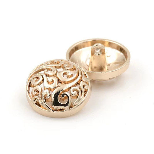 12-25mm Vintage Chinese Palace Style Metal Hollow Cloud Buttons with Shanks 50pcs Gold
