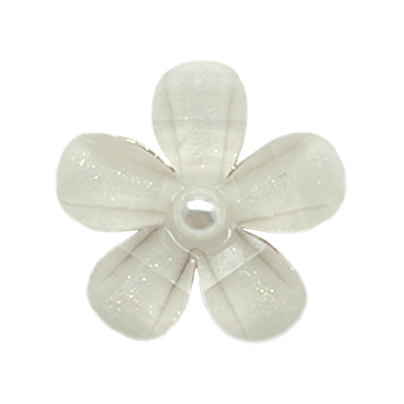 Pearl flower transparent shank button, 12/15/18mm, metal loop center
