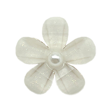 Pearl flower transparent shank button, 12/15/18mm, metal loop center