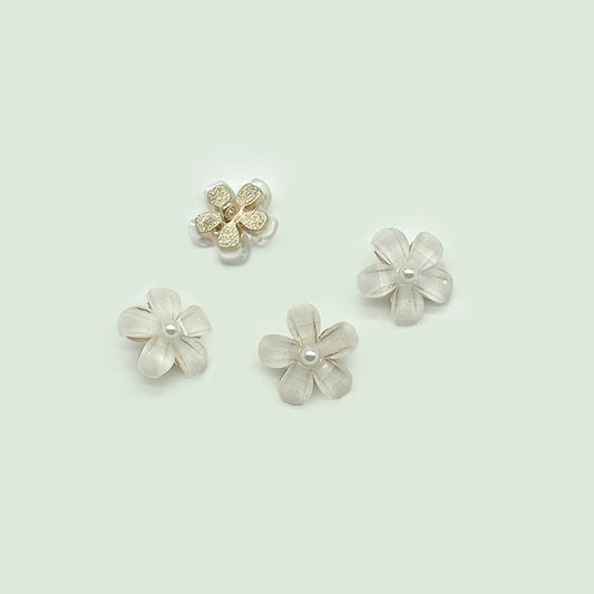 12/15/18mm Pearl Flower Transparent Metal Shank Buttons for Knit Sweater 12pcs