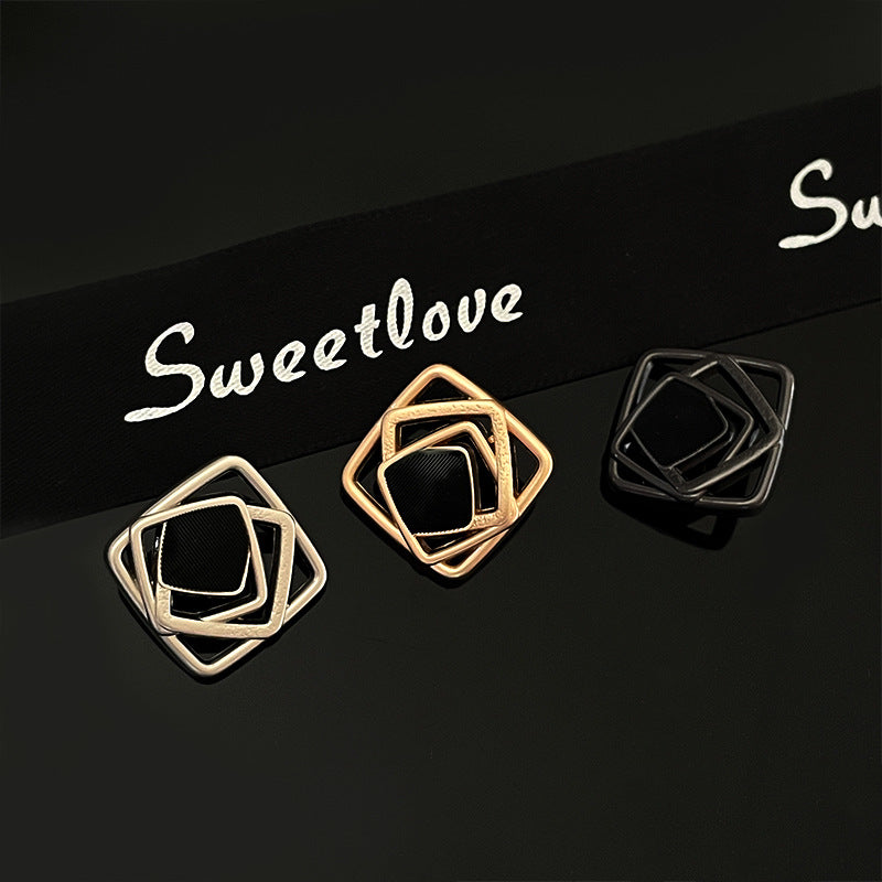 Quadratische Strass-Emblemknöpfe in Gold, Silber und Gun Black, 3 Stück