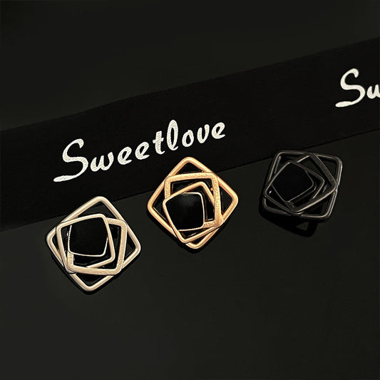 18/23/25mm Metal Hollow Simple Square Buttons with Enamel Rhinestones 50pcs