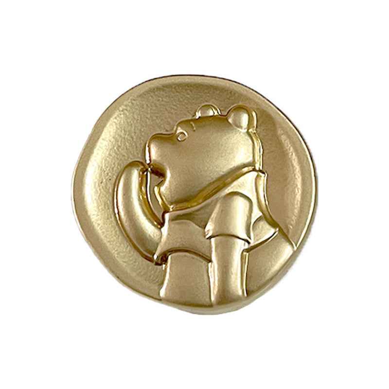 Goldfarbener Teddy-Bären-Metallknopf mit 4 Ösen, 18/23 mm