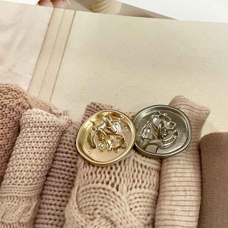 Paar Teddy-Bären-Metallknöpfe: gold- und silberfarben, 18/23 mm
