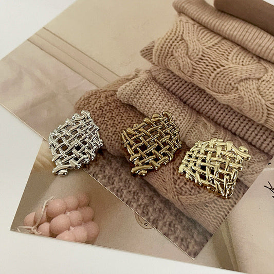 Golden Silver Irregular Wave Grid Woven Metal Buttons 45 Pack(9 Styles)