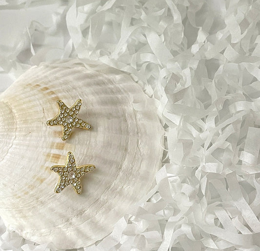 20mm Diamond Golden Starfish-Shaped Metal Shank Buttons for Outerwear 50pcs