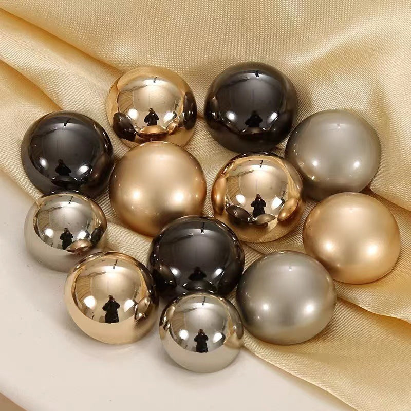 Mushroom metal buttons: misty silver, shiny gold, gunmetal and bronze tones