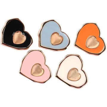 Heart-shaped sewing buttons, 5 colors: black, blue, orange, pink, white, metal heart center