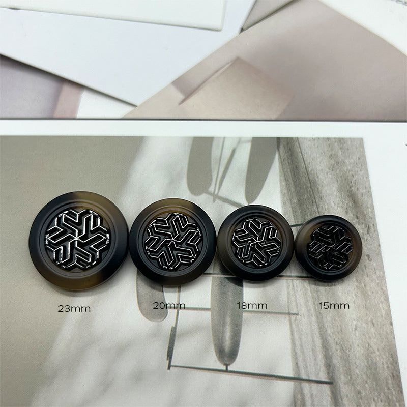 Schneeflocken-Knöpfe, Größen 15–23 mm, schwarze und braune runde Fassung