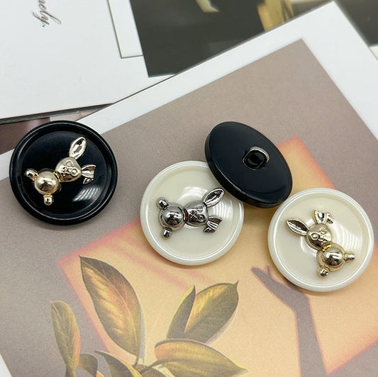 17.5/21mm Rabbit Round Metal Resin Alloy Dual-Tone Buttons 50pcs