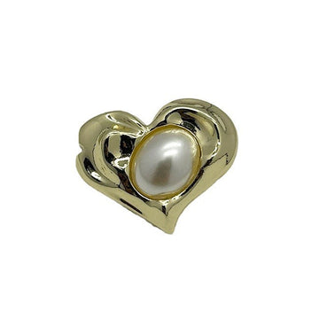 Gold irregular heart-shaped pearl metal button with white center pearl