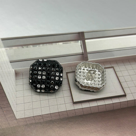 Square Metal Shank Buttons Starry Sky Diamond-Studded for Coats 50pcs