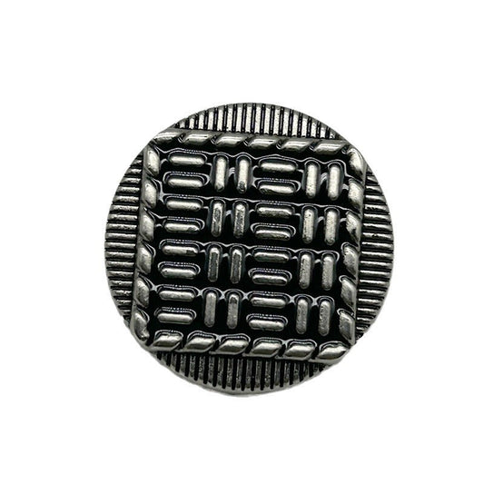Vintage Metal Buttons Round Exterior and Square Interior Striped 50pcs