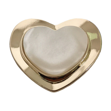 Gold and off-white heart-shaped resin alloy button, pearlized finish, 18/25mm