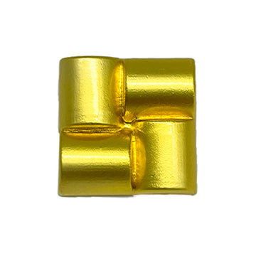 Antique gold square metal Chinese-style button, shiny finish