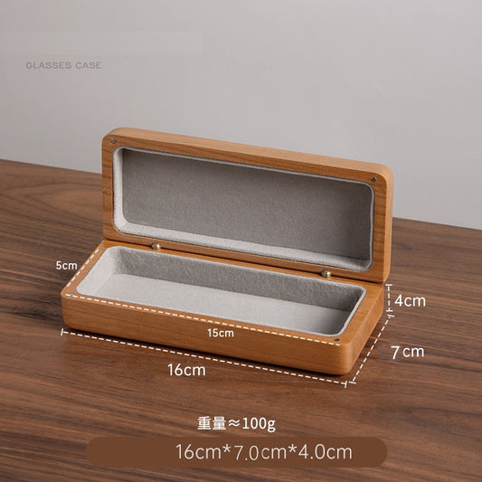 Vintage Solid Wood Eyeglass Case – Hard Shell, Magnetic Snap & Velvet Interior | Walnut or Cherry Cherry
