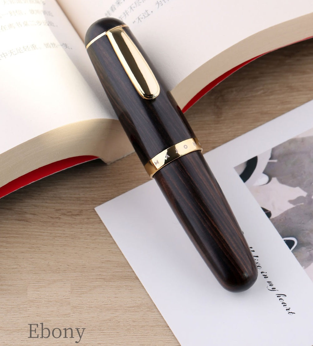 MAJOHN Q1 Solid Wood Chubby Short Fountain Pen — Cute Techo Pocket Pen Ebony
