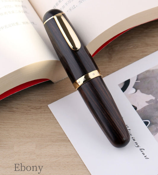MAJOHN Q1 Solid Wood Chubby Short Fountain Pen — Cute Techo Pocket Pen Ebony