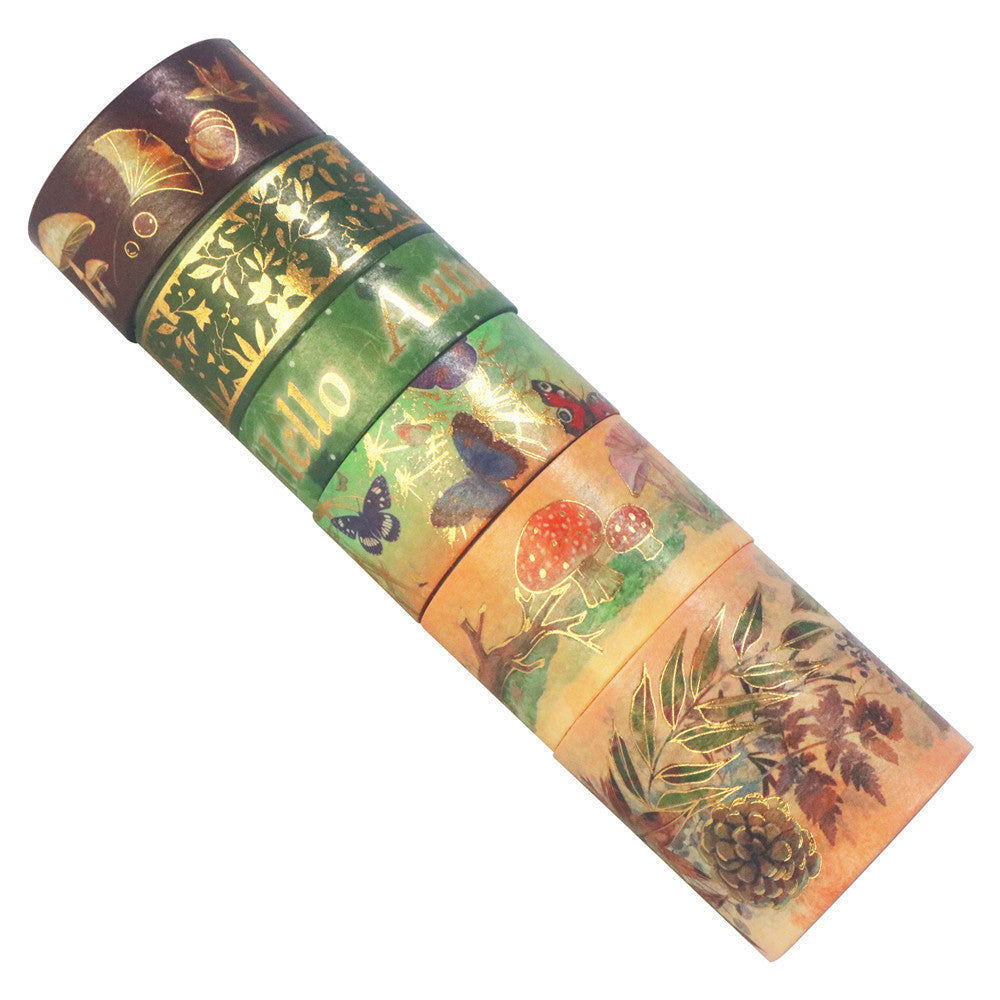 Hello Autumn Nature Metallic Foil Washi Tape Set 6 Rolls