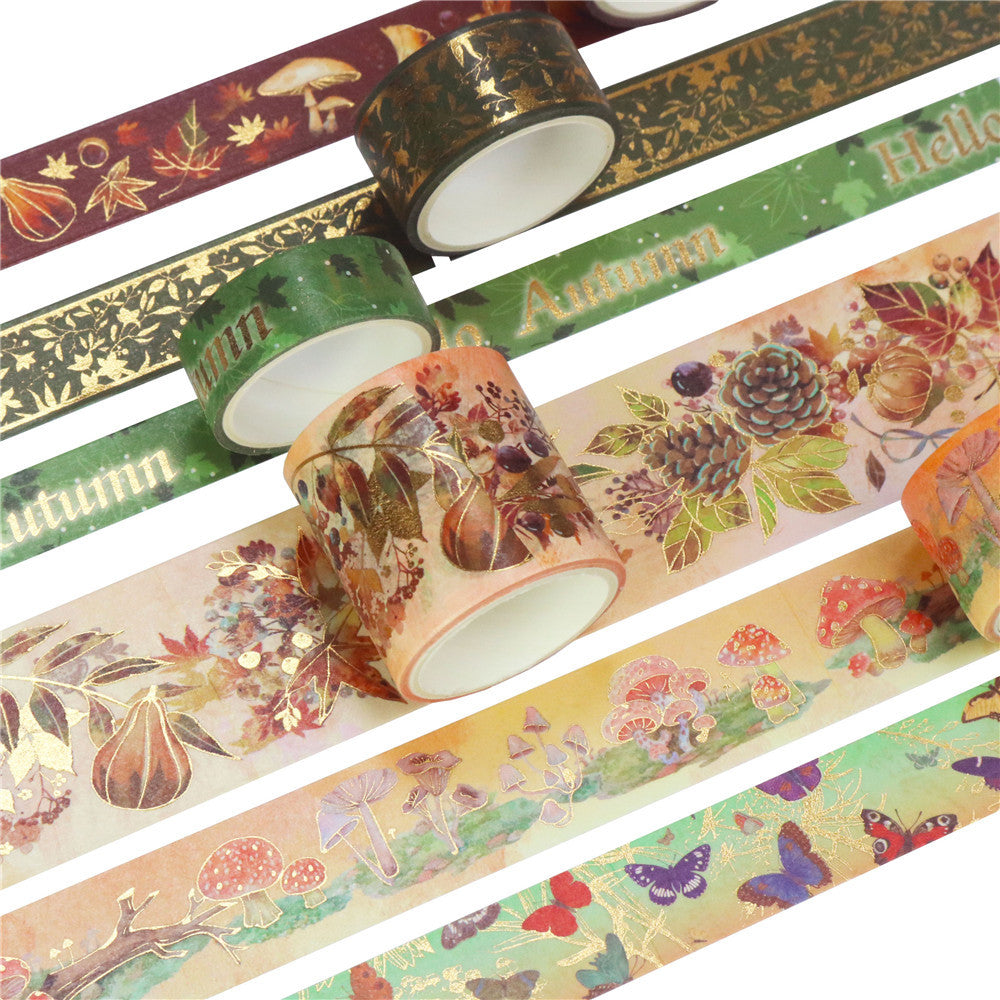 Hello Autumn Nature Metallic Foil Washi Tape Set 6 Rolls