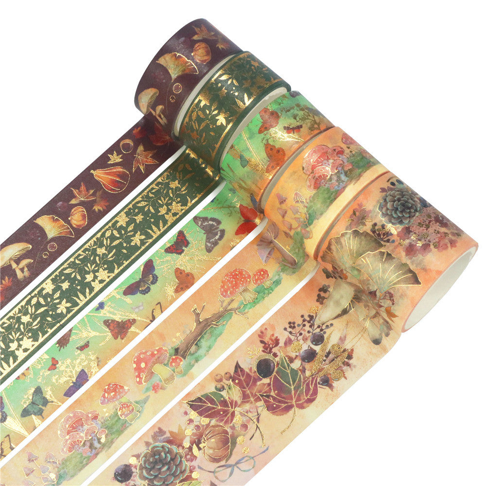 Hello Autumn Nature Metallic Foil Washi Tape Set 6 Rolls