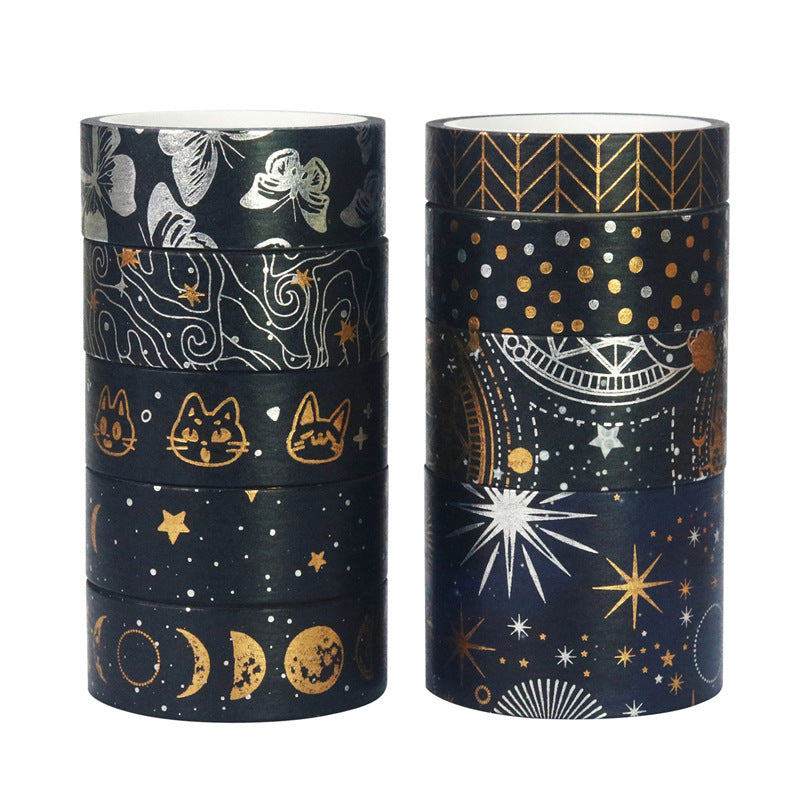 9 Rolls Dark Night Foil Washi Tape Set