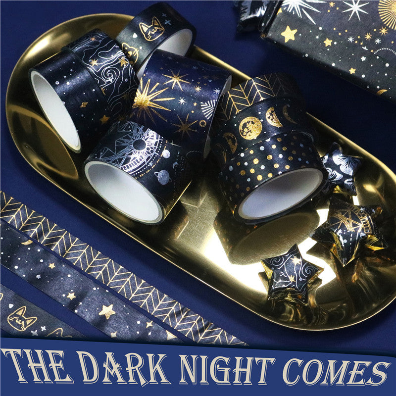 9 Rolls Dark Night Foil Washi Tape Set